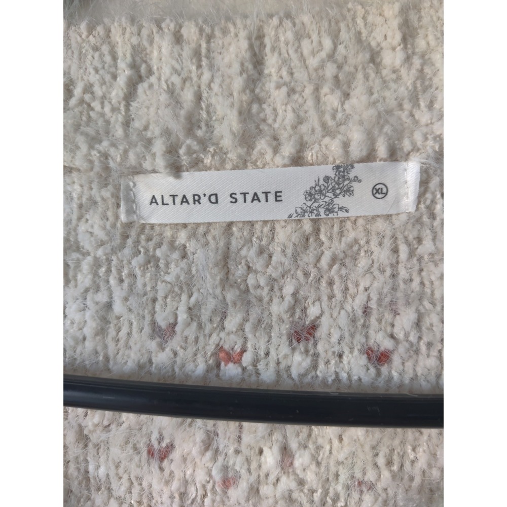 Altr'd State Eyelash Sweater 3 Button Cardigan Cream/Colors Geometric‎ Design XL - Picture 3 of 5